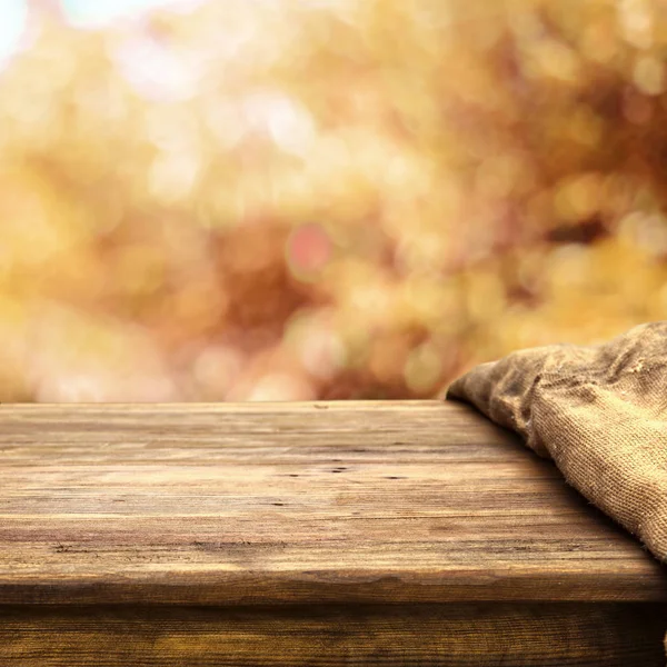 Table Bois Vide Avec Fond Naturel — Photo