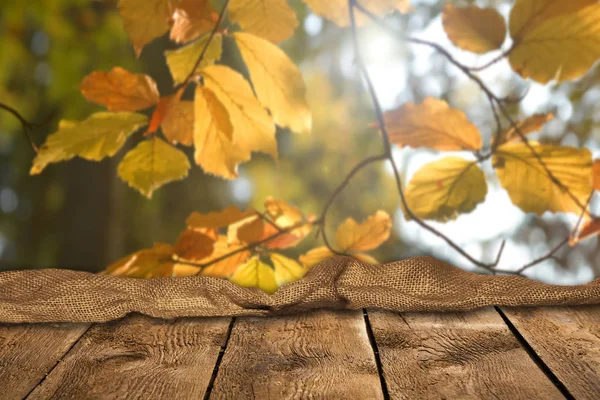 Mesa Madera Vacía Con Fondo Natural — Foto de Stock