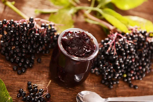 Delicious Homemade Elderberry Fruit Jam — Stock Photo, Image