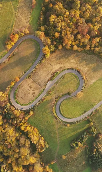 Aerial View Road Autumn Scenery — Stock Photo, Image