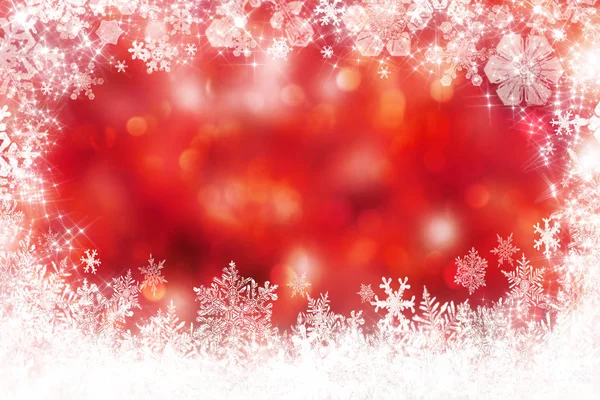 Fond Noël Rouge Avec Flocons Neige — Photo