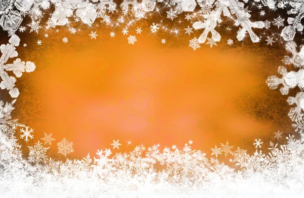 Golden Christmas Achtergrond Met Sneeuwvlokken — Stockfoto