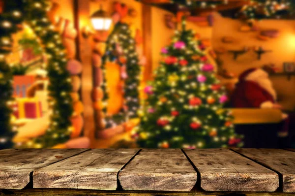 Kerstmis Houten Tafel Achtergrond — Stockfoto
