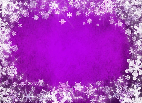 Fondo Navidad Púrpura Con Copos Nieve Blancos — Foto de Stock