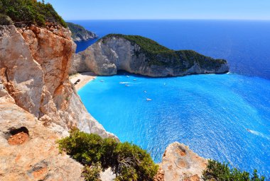 Yunanistan 'ın Zakynthos Adası' ndaki Navagio Plajı