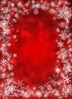 Kar taneleriyle kırmızı Noel arkaplanı