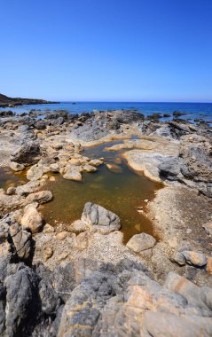 Yunanistan'da mavi deniz, güzel Akdeniz yatay 