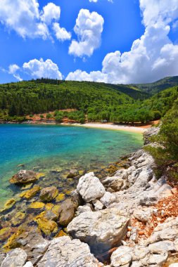 Meşhur Horgota plajında Kefalonia Adası Yunanistan. 