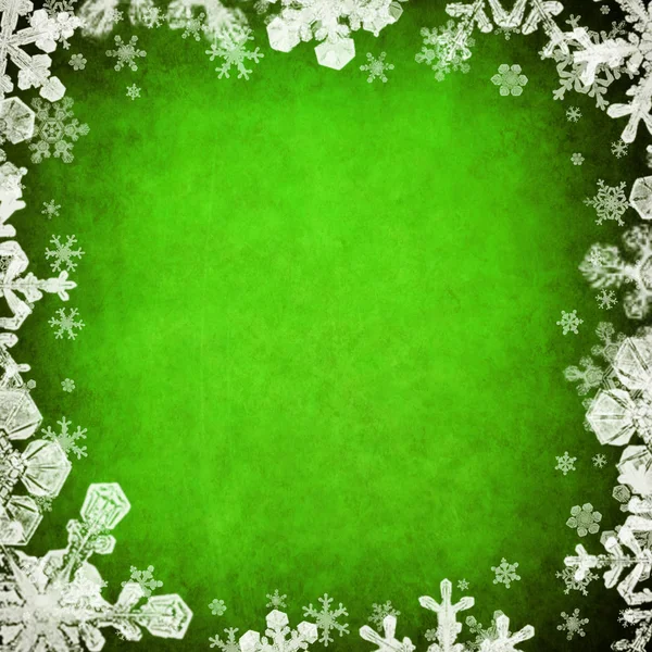 Green Christmas Background Snowflakes — Stock Photo, Image