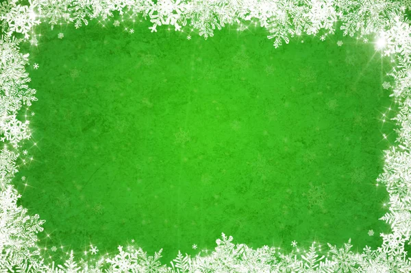 Fundo Natal Verde Com Flocos Neve — Fotografia de Stock