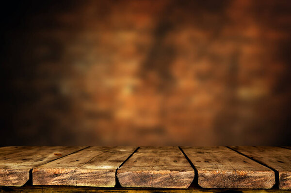 Empty brown wooden table background