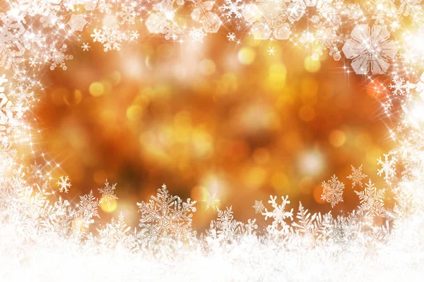 Zlaté Vánoční Pozadí Sněhové Vločky — Stock fotografie