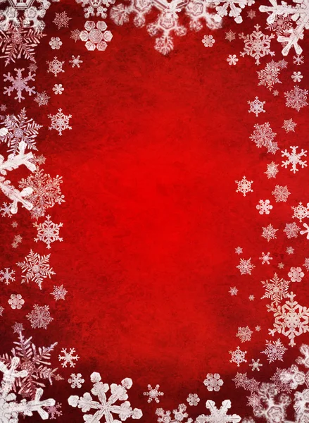Fondo Rojo Navidad Con Copos Nieve — Foto de Stock