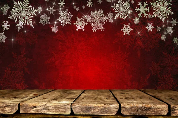 Christmas Wooden Table Background — Stock Photo, Image