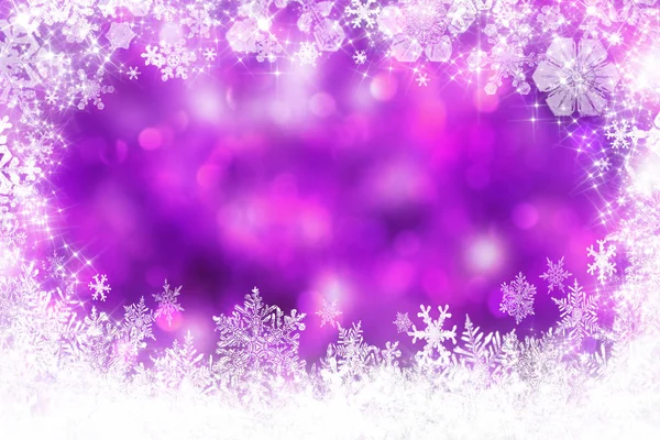 Fioletowe Tło Boże Narodzenie Białe Płatki Śniegu — Zdjęcie stockowe
