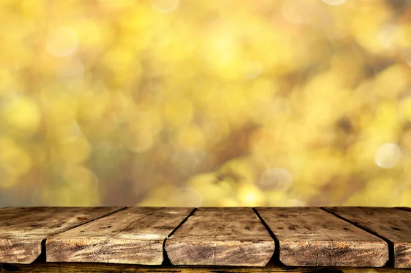 Empty Wooden Table Blurred Natural Background — Stock Photo, Image