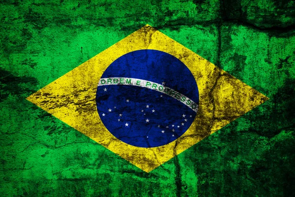 Mörk Grunge Brasilien Flagga Bakrund — Stockfoto