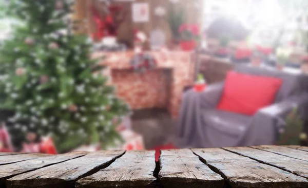 背景のクリスマスの装飾 空のテーブル — ストック写真
