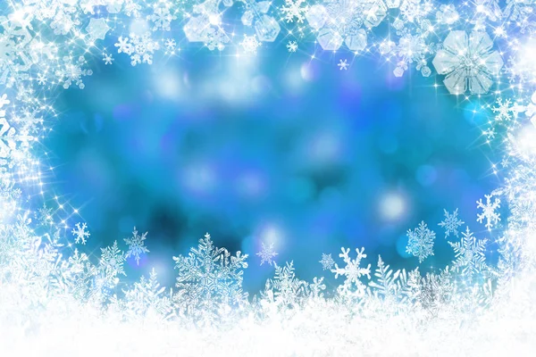 Blue Christmas Background White Snowflakes Stars — Stock Photo, Image