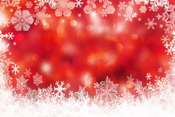 Fond Noël Rouge Avec Flocons Neige — Photo