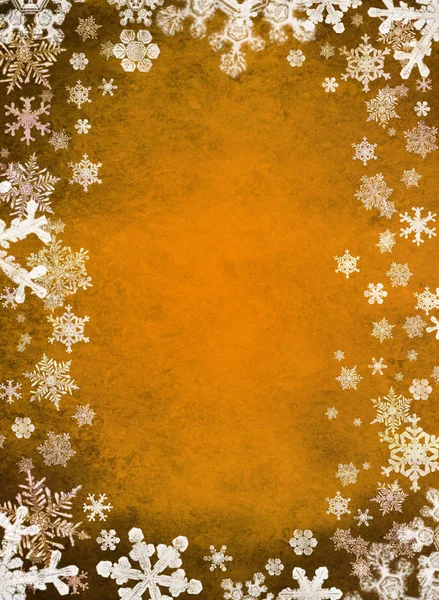 Golden Christmas Background Snowflakes — Stock Photo, Image