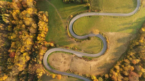 Vista Aérea Carretera Paisaje Otoño —  Fotos de Stock