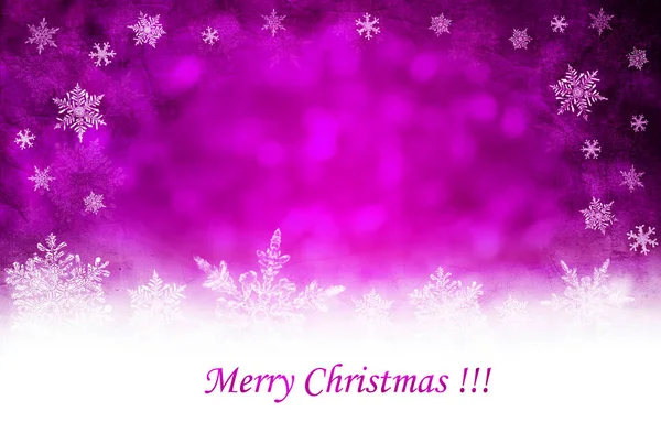 紫色圣诞背景与白色雪花 — 图库照片