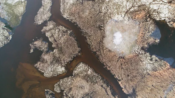 Paisaje Invernal Desde Dron Vistas Aéreas Los Pantanos — Foto de Stock