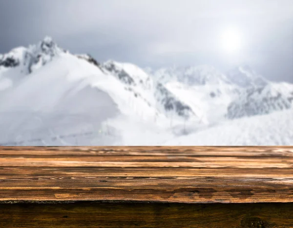 Empty Wooden Table Blurred Natural Background — Stock Photo, Image