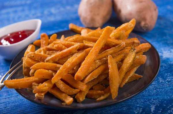 Vista Perto Deliciosas Batatas Fritas — Fotografia de Stock