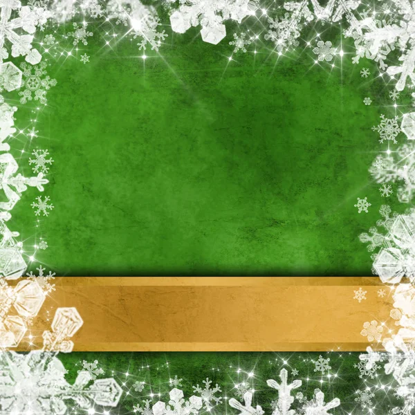 Green Christmas Background White Snowflakes — Stock Photo, Image