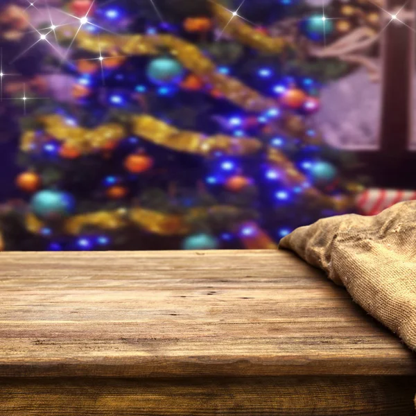 Empty Table Christmas Decorations Background — Stock Photo, Image