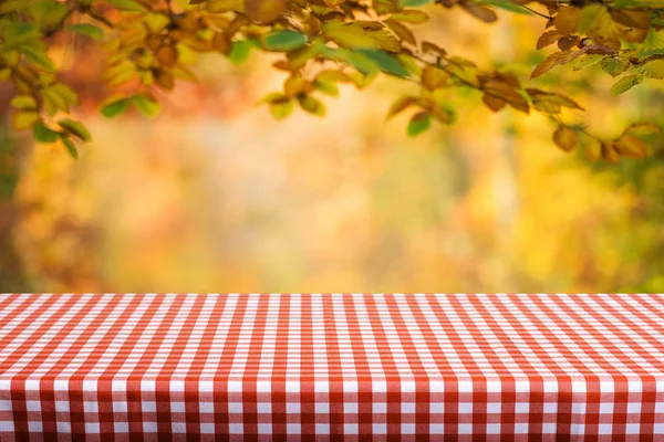 Leerer Tisch Mit Verschwommenem Herbsthintergrund — Stockfoto