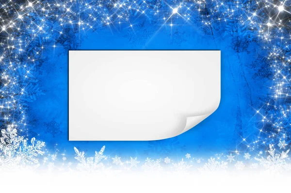 Fondo Azul Navidad Con Copos Nieve Blancos —  Fotos de Stock