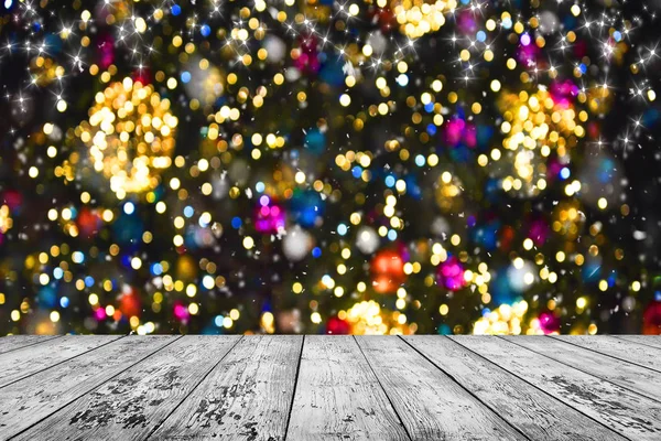 Leerer Tisch Mit Weihnachtsdekoration Auf Hintergrund — Stockfoto
