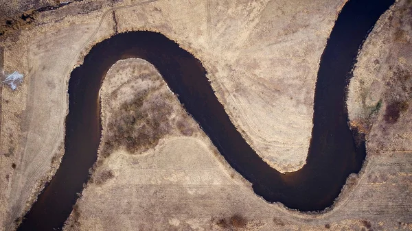 Letecký Pohled Dron Přirozené Řeky Podzim — Stock fotografie
