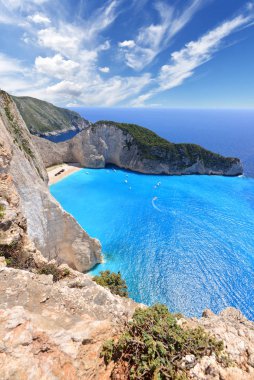 zakynthos Adası Yunanistan kumsalda güzel navagio