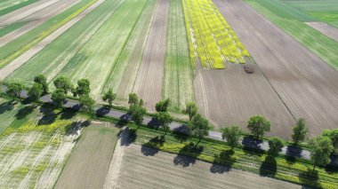 Yaz alanları arasındaki yol ile hava manzara