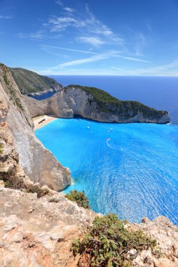 zakynthos Adası Yunanistan kumsalda güzel navagio