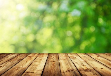 Görüntü montages boş ahşap tablo