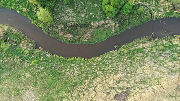 Vista Aérea Del Hermoso Río Natural Primavera — Foto de Stock