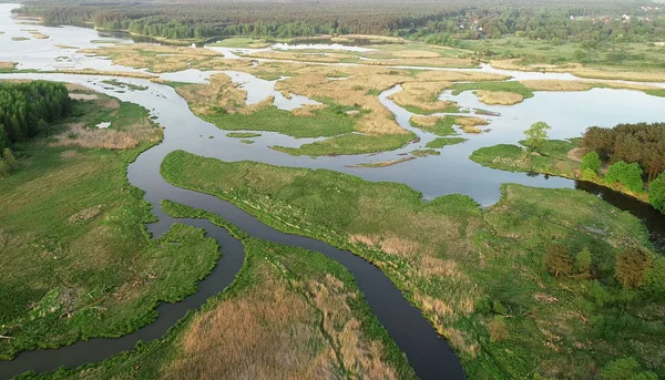 Vista Aérea Del Hermoso Río Natural Primavera — Foto de Stock