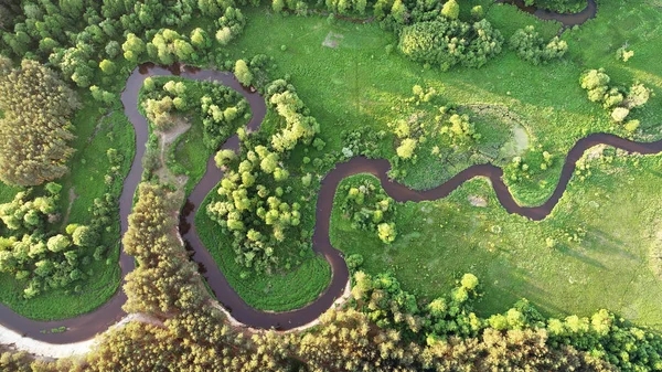 Αεροφωτογραφία Του Φυσικό Ποτάμι — Φωτογραφία Αρχείου