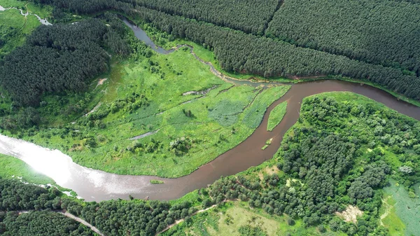 Hermoso Paisaje Aéreo Con Río Natural — Foto de Stock