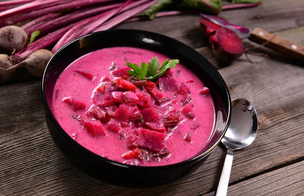 Delicious Homemade Beetroot Creamy Soup — Stock Photo, Image