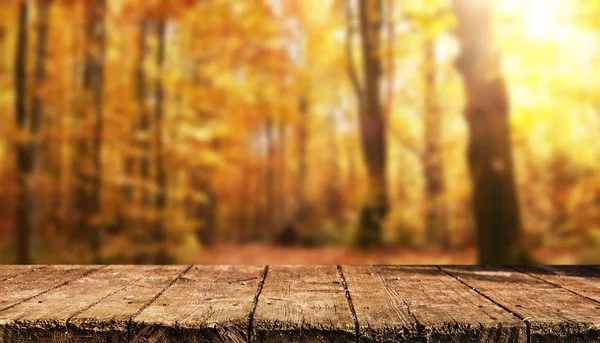 Empty Wooden Table Blurred Natrural Background — Stock Photo, Image