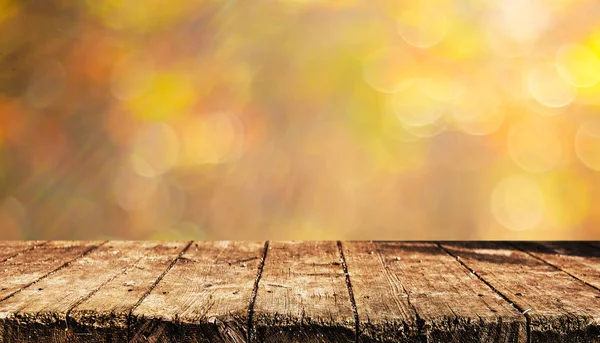 Pusty Drewniany Stół Natrural Niewyraźne Tło — Zdjęcie stockowe