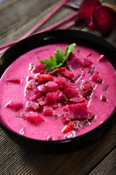 Delicious Homemade Beetroot Creamy Soup — Stock Photo, Image