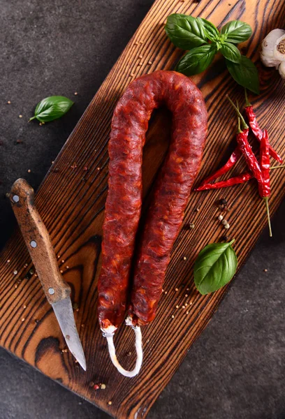 Heerlijke Traditionele Spaanse Worst Chorizo — Stockfoto