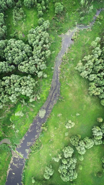 Bela Paisagem Aérea Com Rio Natural — Fotografia de Stock